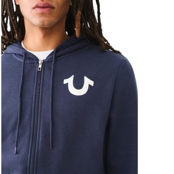 True Religion Men's Metallic Sweatsuit 2 Piece Fleece Hoodie Joggers Outfit Set - Picture 6 of 15